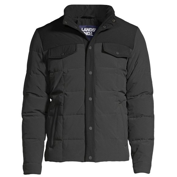 Mens Quilted Down Bomber Jacket with Stretch Charcoal Grey Black and Gray size L - Picture 5 of 8